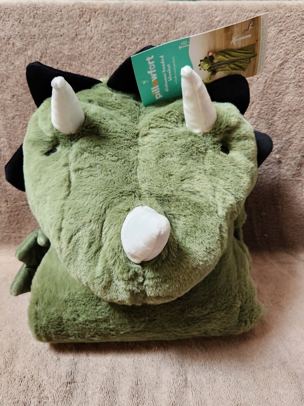 PILLOWFORT - Kid's Dinosaur Wearable Hooded Blanket 50" x 40" - NEW NWT - Picture 3 of 6